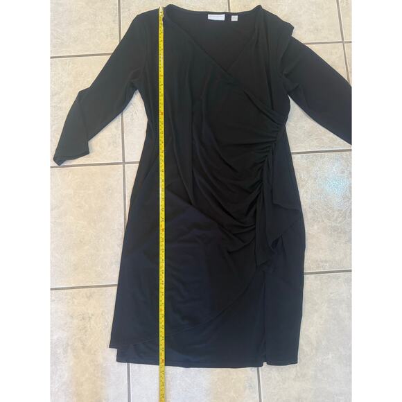 New York & Company Black Draped Wrap Dress Sz L Stretch - Picture 4 of 4